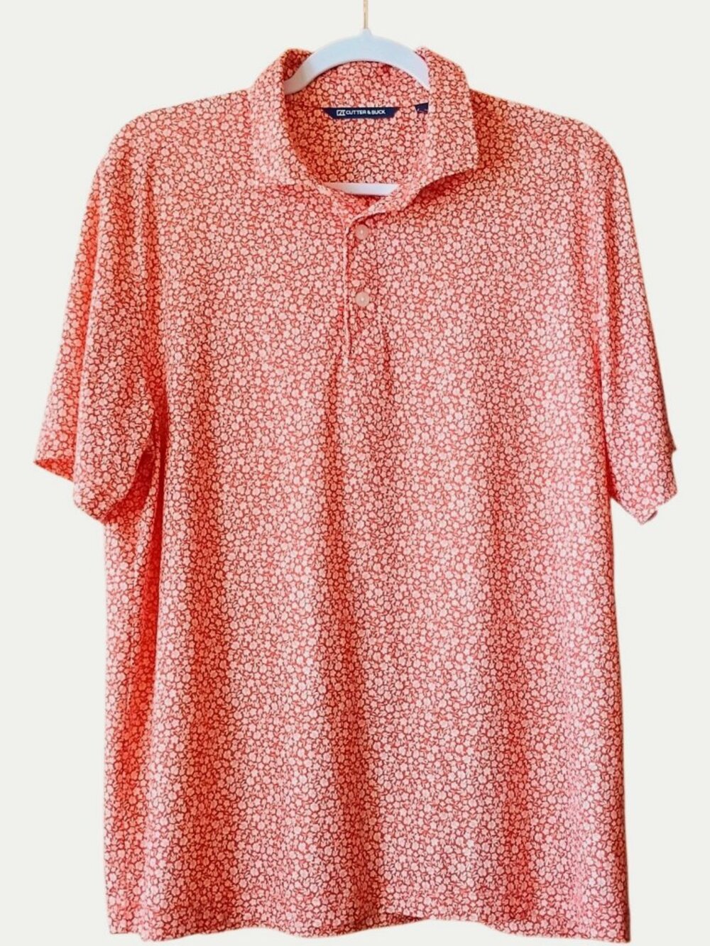 Cutter & Buck Men's Pike Eco Flora Print Recycled Polo - College Orange MEDIUM